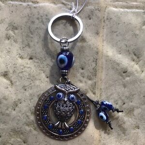 Owl & Evil Eye 🧿 key chain-3.5” long